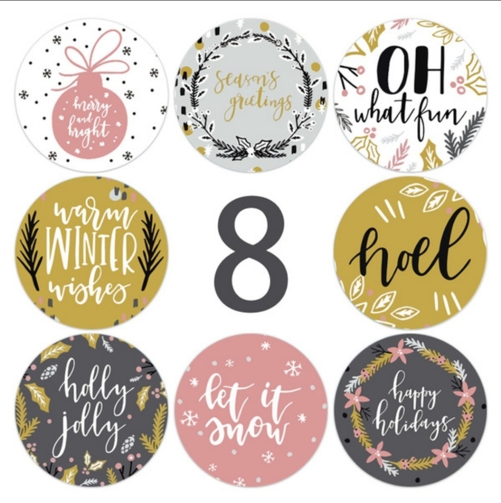 100 1" 8 Different Design Holiday Stickers NEW